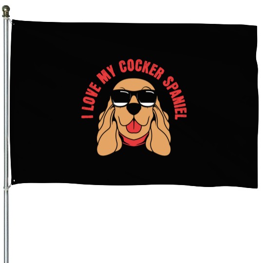 Dog Dad Pet Lover Cocker Spaniel Dog With Glasses House Flags