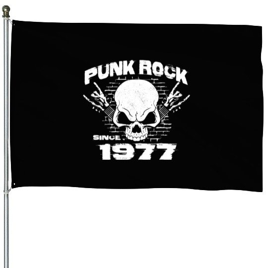 Punk Rock Since 1977 - Skull Rock Hands 47th House Flags