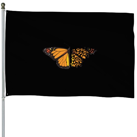 Butterfly Dog Paws Funny Animal Pawprints Lover House Flags
