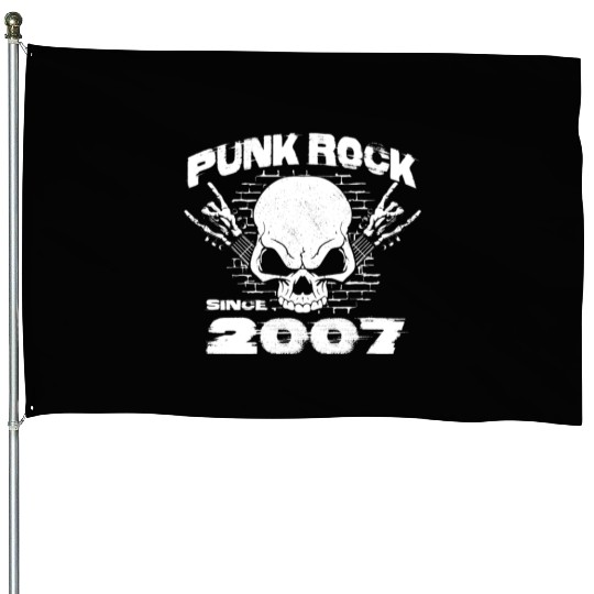 Punk Rock Since 2007 - Skull Rock Hands 17th House Flags