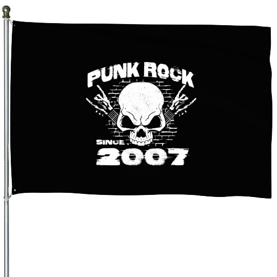 Punk Rock Since 2007 - Skull Rock Hands 17th House Flags