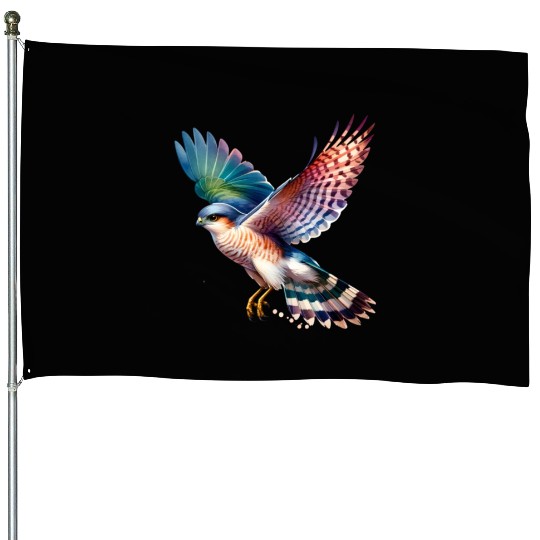 Collared Sparrowhawk in Flight House Flags