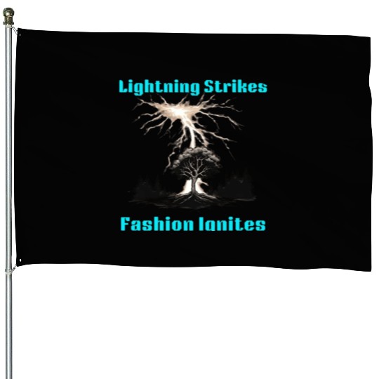 Unleashed Force: Lightning Bolt Strikes House Flags