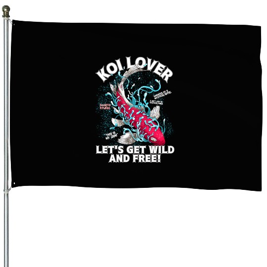 Red Koi elegant animal House Flags