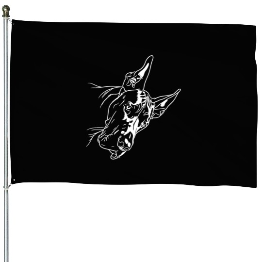 Great Dane Line Art Cute and Funny Great Dane Face House Flags