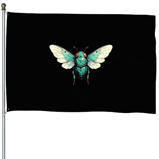 Cicada Insect Animal Lover Funny Design House Flags
