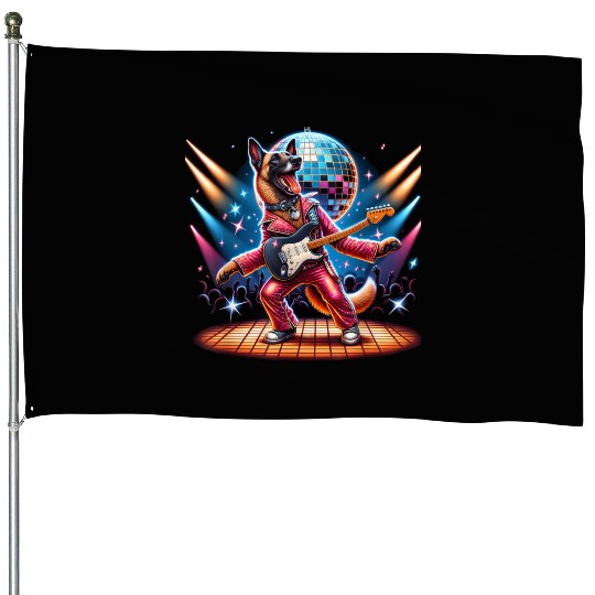 Disco Belgian Malinois dog House Flags