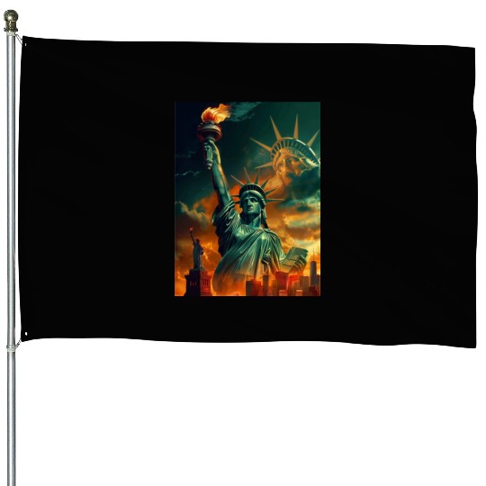 Statue of Liberty in New York USA House Flags