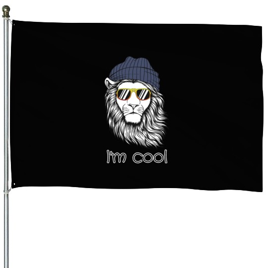 Cool Lion with Sunglasses - Stylish Animal House Flags
