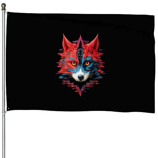 Fox Animal Zoo Illustration House Flags