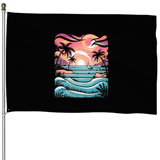 Azure Embrace Mediterranean Dreamscapes House Flags