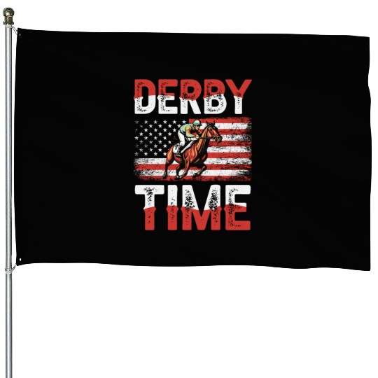Derby Time Louisville Kentucky Horse Racing House Flags