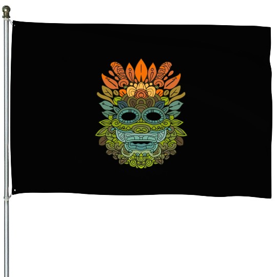 Maya God Mayan Mythology Itzamna Colorful Tribal House Flags