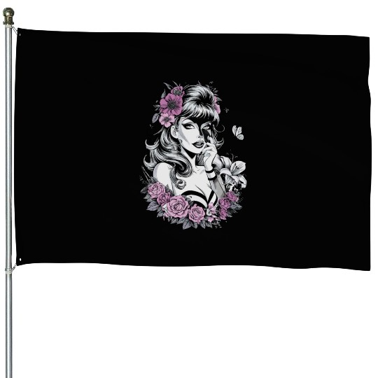 Florist Woman Flowers for a Florist House Flags
