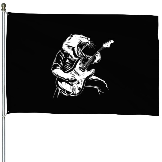 Rock and Roll Otter Guitar House Flags
