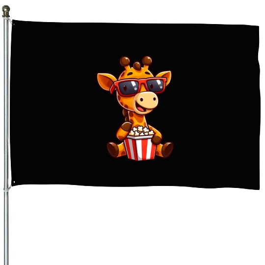 Cool giraffe popcorn cinema movie film lover House Flags