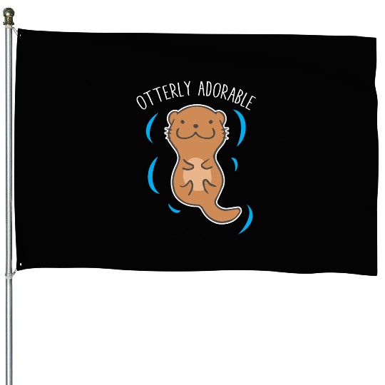 Otterly Adorable Cute Sea Otter Funny Animal Lover House Flags