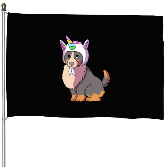Cute Bernese Dog Lover Unicorn Bernese House Flags
