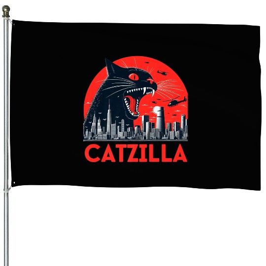 Catzilla Cat Japanese Premium House Flags
