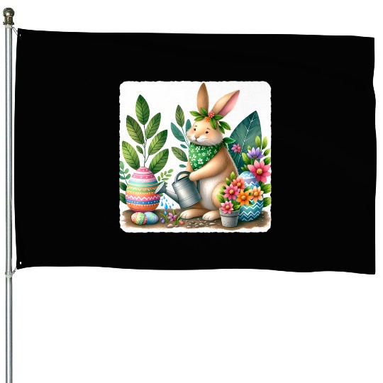 Rabbit Planting Garden Easter Bandana House Flags
