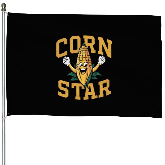 Funny Farm Food House Flags Corny Cob Farmer Corn Star