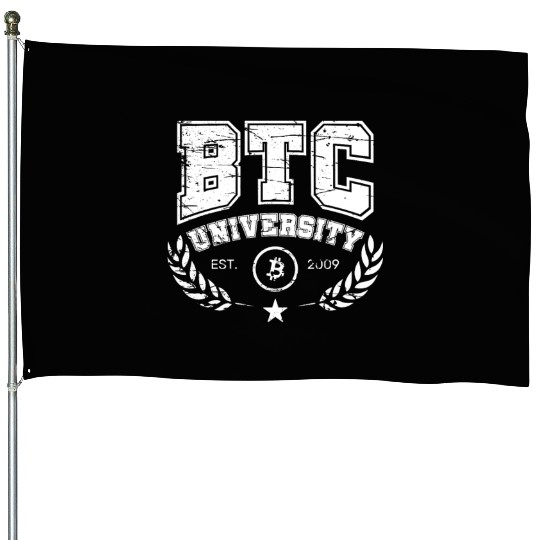 BTC University Bitcoin College vintage retro House Flags