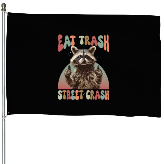 Funny Possum Raccoon Eat Trash Street Crash House Flags