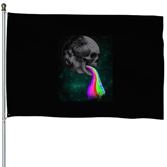 Skull Design with Rainbow. Concert Festival House Flags
