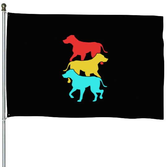 Colorful Retro Silhouette Rhodesian Ridgeback Dog House Flags