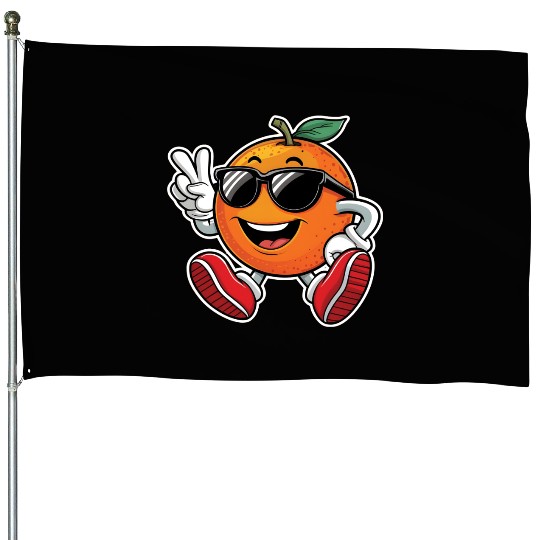 Funny Orange Fruit Relaxing House Flags