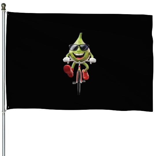 Fig Cycling On Bike Realistic House Flags