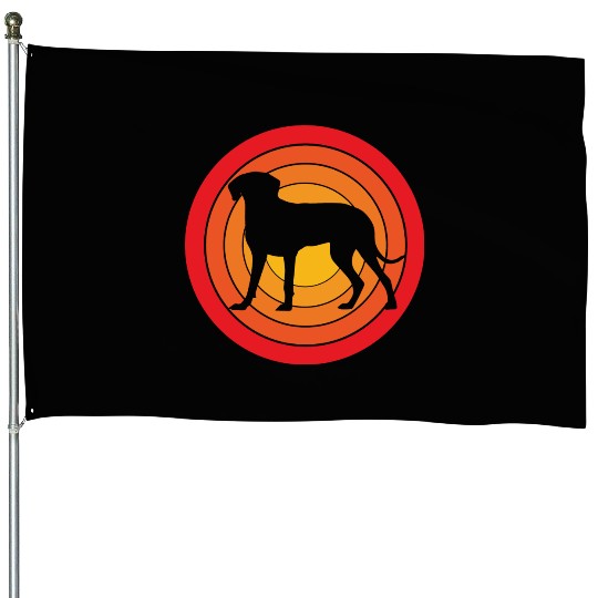 Retro Sunset Weimaraner Dog Silhouette House Flags