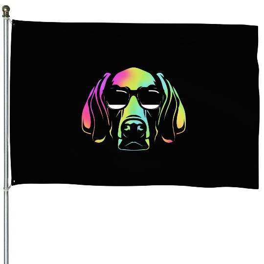 Colorful Weimaraner Dog Wearing Sunglasses House Flags