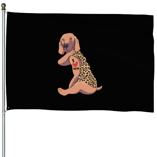 Weimaraner Mom Tattoo Dog I Love Mom Dog House Flags