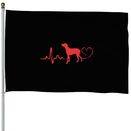 Dog Lover Heartbeat Weimaraner Dog Silhouette House Flags