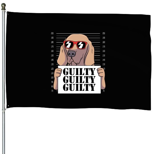 Dog With Sunglasses Mugshot Funny Weimaraner House Flags