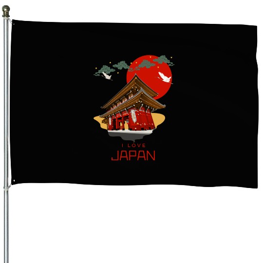 Love Japan - Temple Under the rising sun House Flags