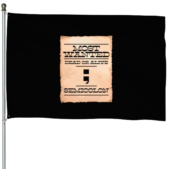 Semicolon programmer Most Wanted funny joke IT House Flags