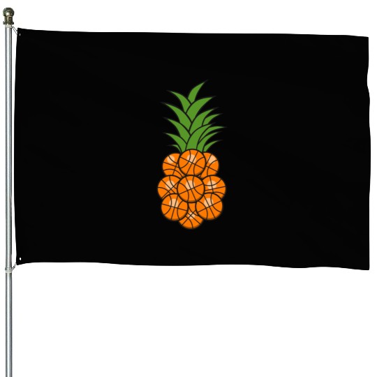 FUNNY PINEAPPLE BASKETBALL House Flags