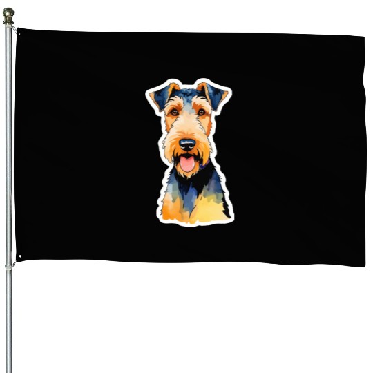 Airedale Terrier Watercolor House Flags