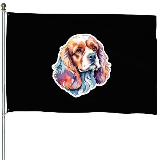 American Cocker Spaniel Watercolor House Flags