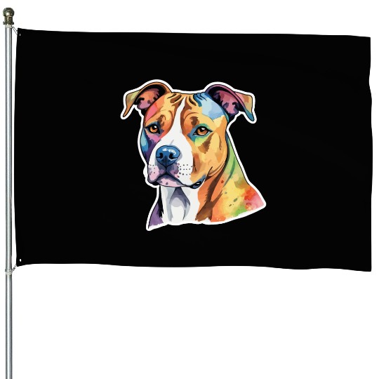 American Staffordshire Terrier Watercolor House Flags