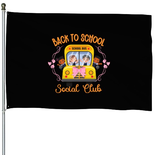 Back to school Soociial Clubb school bus Halloween House Flags