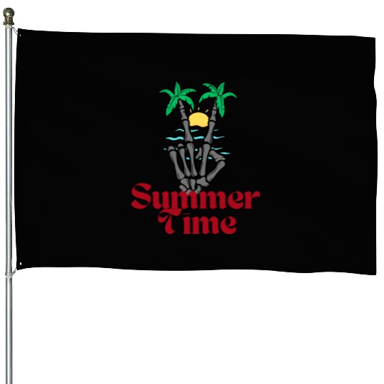 Tropical Summer Time Vibes House Flags