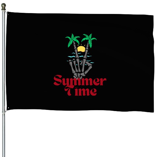 Tropical Summer Time Vibes House Flags