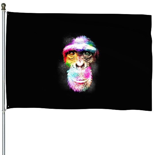 Colorful Retro Realistic Monkey Face Funny Graphic House Flags