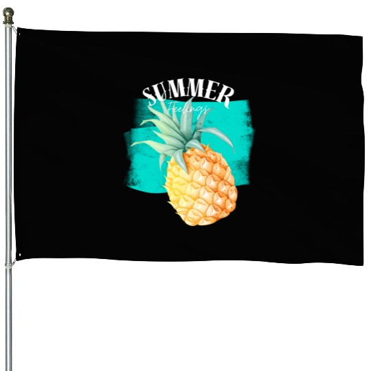 Summer Retro Pineapple Swimming Pool Vacation Gard House Flags