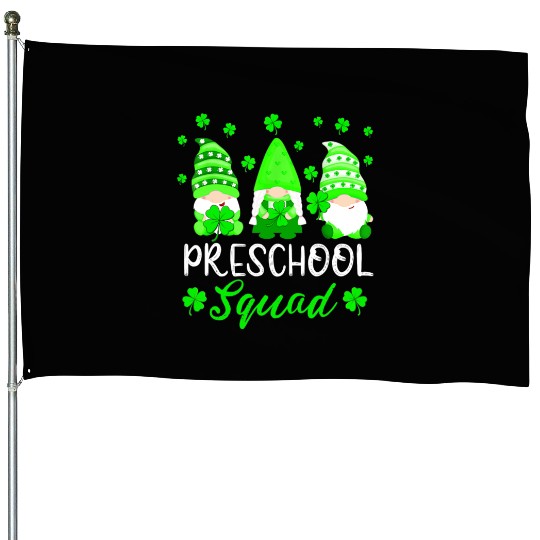 Cute Gnomes Preschool Squad Teacher St Patricks House Flags