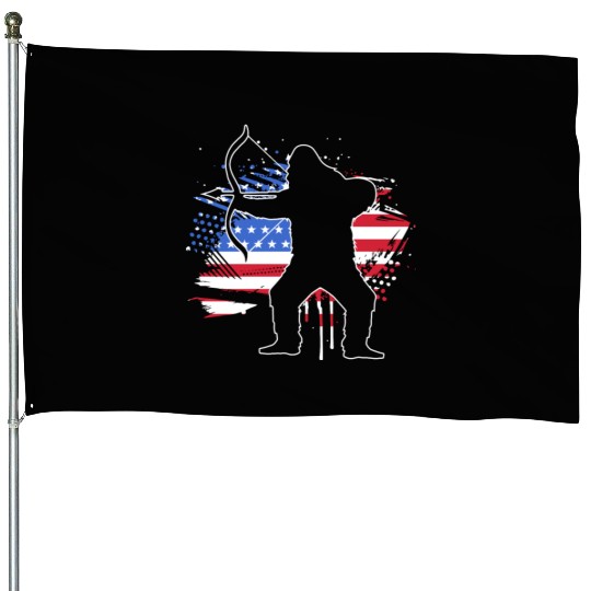 4th Of July US Flag Bow Hunter Bow Hunting House Flags