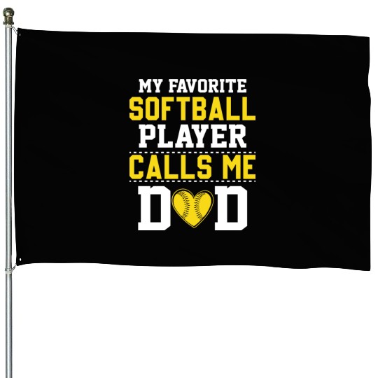 Softball Dad Funny Daddy Father's Day House Flags